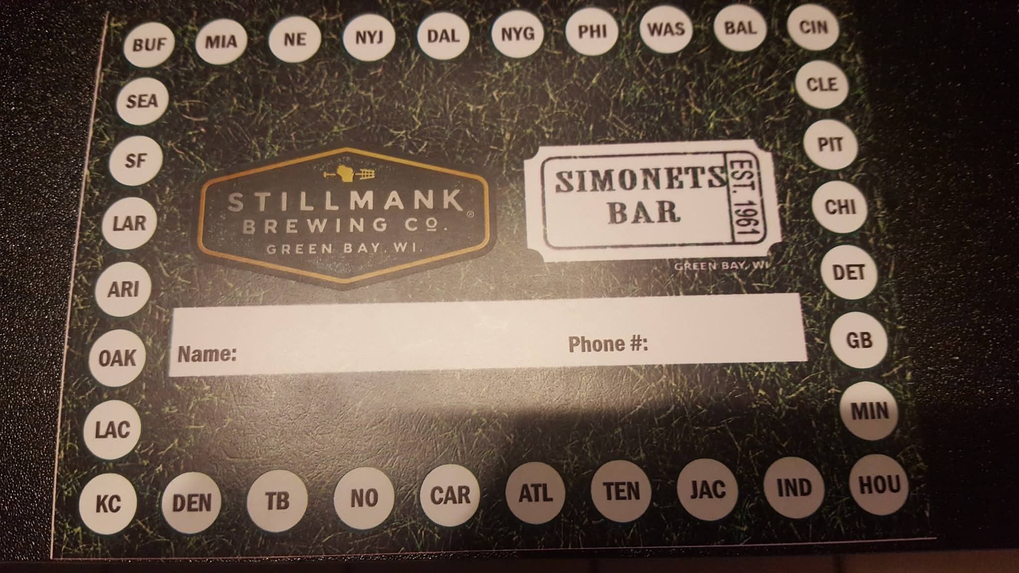 Simonets/Stillmank Football Punch Card