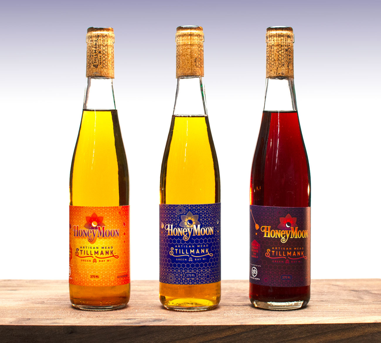 Three bottles of Stillmank Honeymoon Artisan Mead