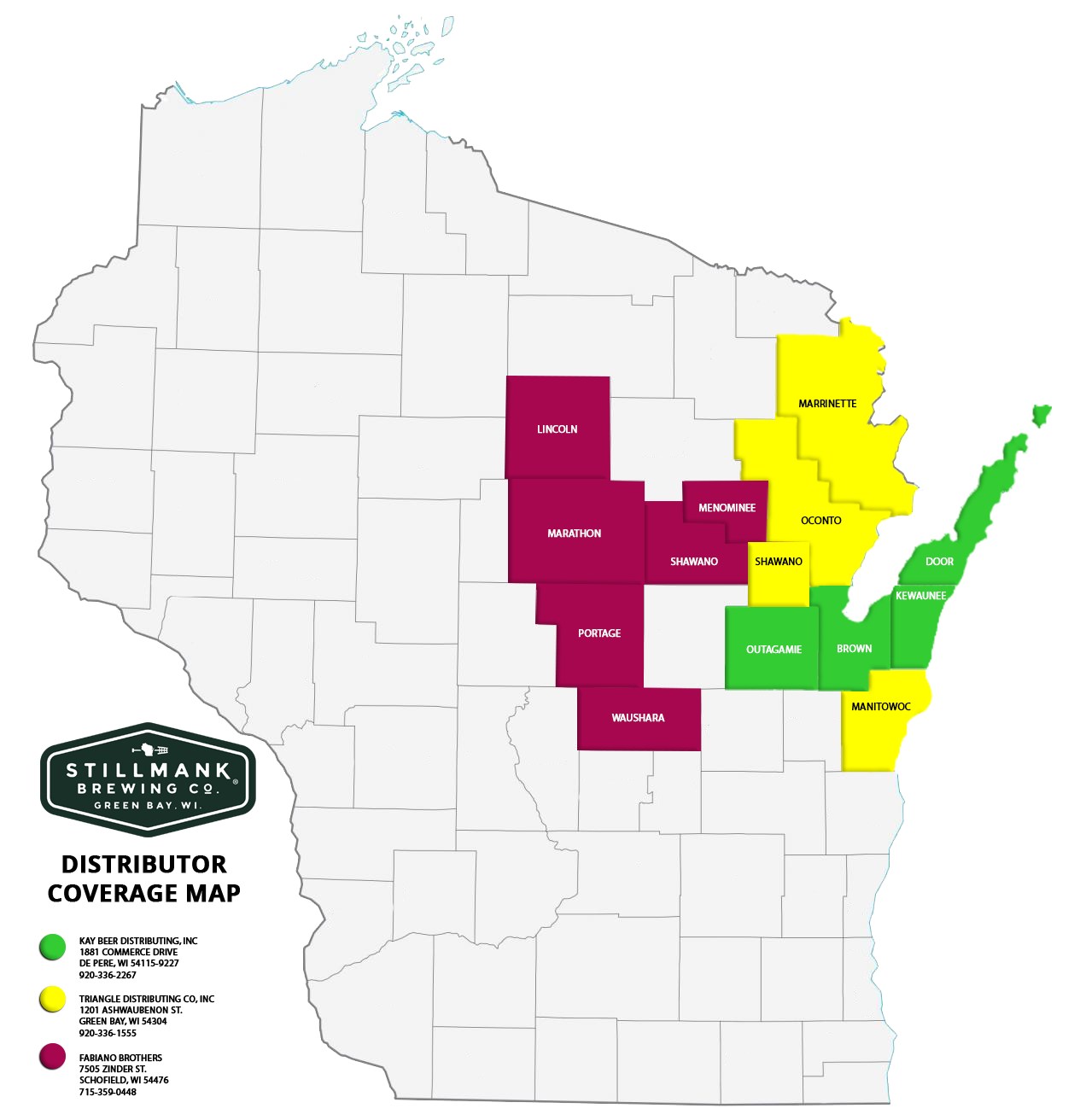 Stillmank Brewing Distributor Coverage Map